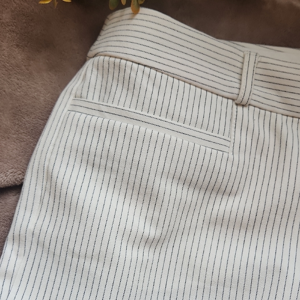 Banana Republic Cream With Black Pin Strip Pants, Classic Detailing - Picture 5 of 13